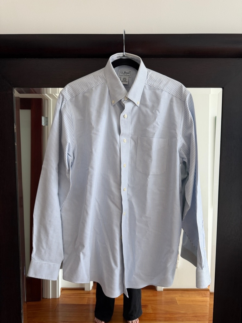 L.L. Bean Men’s Pinstripe Button-Down Dress Shirt NWT 15 1/2 neck